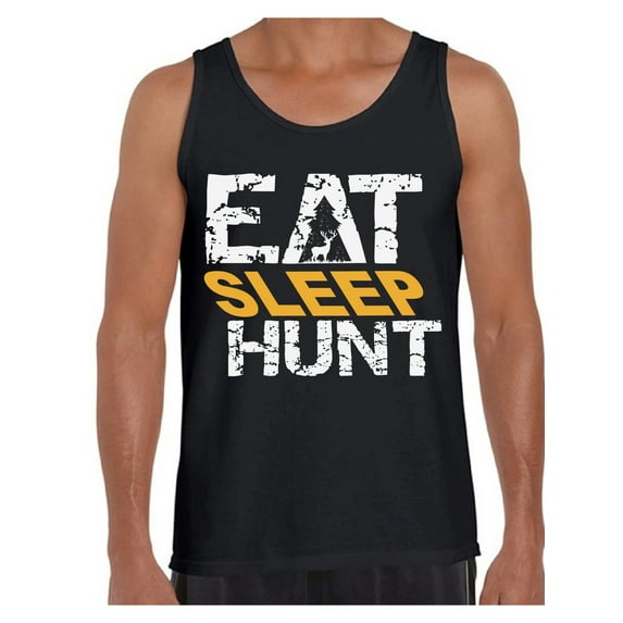 Awkward Styles Eat Sleep Hunt Men's Tank Top Hunting T-Shirt for Him Eat Sleep Hunt Tanks Hunter's Tank Top for Boyfriend Hunting Lovers Gifts Hunter Tank Top for Dad I Love Hunting Shirt for Men