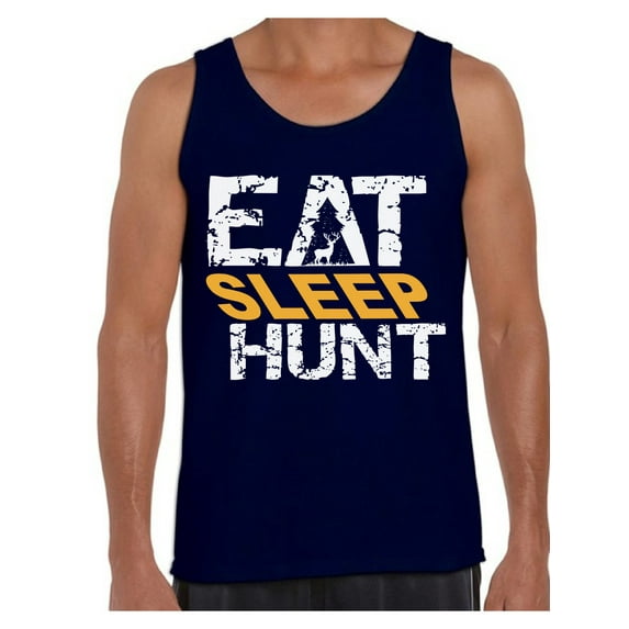 Awkward Styles Eat Sleep Hunt Men's Tank Top Hunting T-Shirt for Him Eat Sleep Hunt Tanks Hunter's Tank Top for Boyfriend Hunting Lovers Gifts Hunter Tank Top for Dad I Love Hunting Shirt for Men