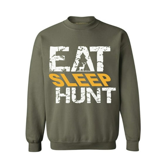 Awkward Styles Eat Sleep Hunt Unisex Crewneck Hunter Sweater for Men I Love Hunting Crewneck for Women Hunting Clothes Eat Sleep Hunt Sweater Crewneck Hunters Gifts Sweater for Hunter