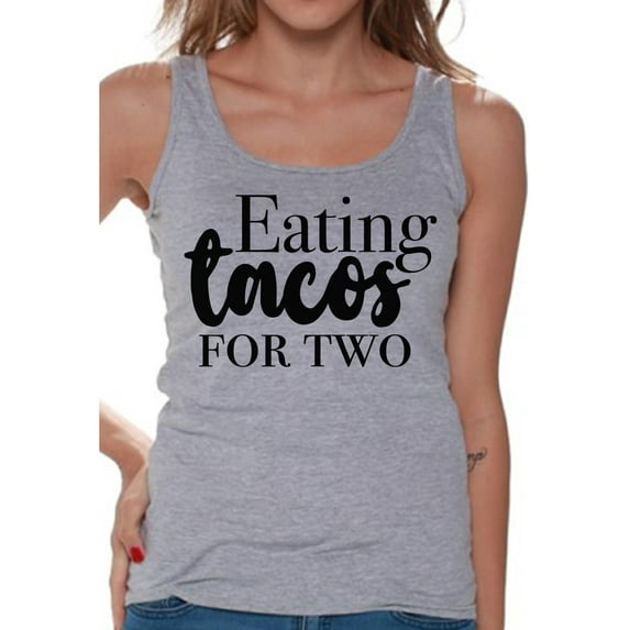 Awkward Styles Eating Tacos for Two Tank Top for Women Pregnancy Clothes Tank Top for Ladies Womens Baby Announcement Tanks I'm Pregnant Shirts Pregnancy T-Shirt for Her Pregnancy Reveal Shirt