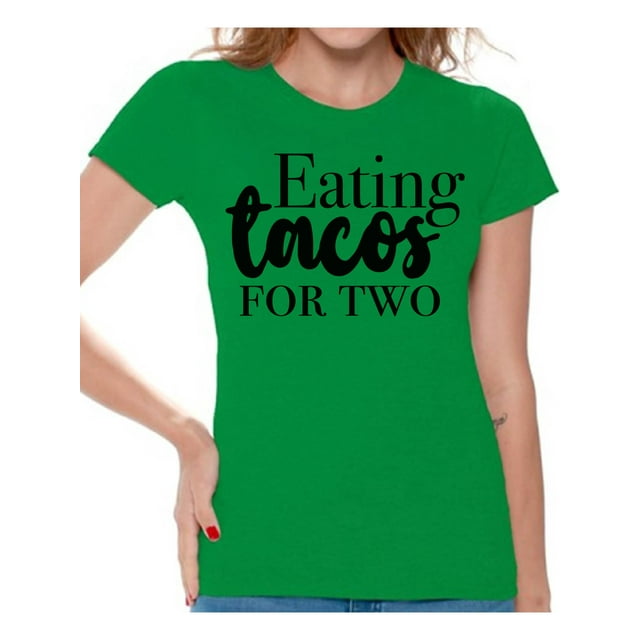 Awkward Styles Eating Tacos for Two Tshirt for Women I'm Pregnant Shirts Pregnancy Clothes for Ladies Womens Pregnancy Announcement T-Shirt for Ladies Pregnancy T-Shirt for Her Pregnancy Reveal Shirt