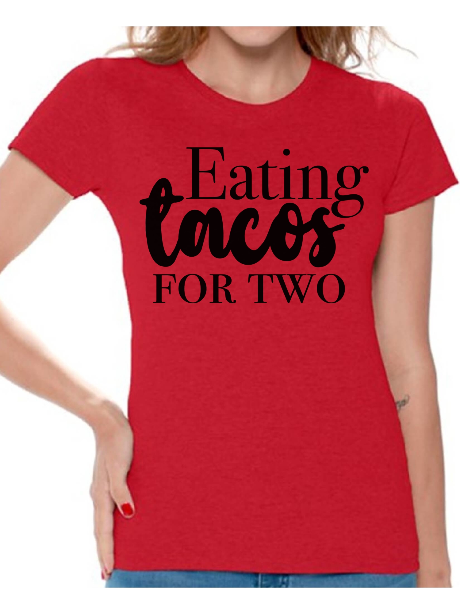 Awkward Styles Eating Tacos for Two Tshirt for Women I'm Pregnant Shirts Pregnancy Clothes for Ladies Womens Pregnancy Announcement T-Shirt for Ladies Pregnancy T-Shirt for Her Pregnancy Reveal Shirt - image 1 of 4