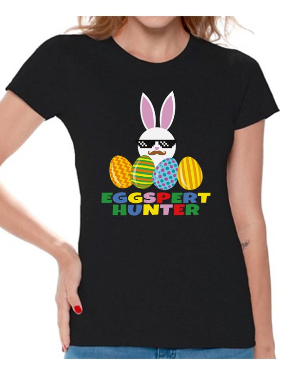 Eggspert Hunter Tshirt Easter T Shirt Women Easter Gifts for Her Easter Egg Hunt Outfit Easter Holiday Shirts Funny Easter Bunny Shirt Easter Hunt T Shirt for Women Happy Easter Tshirt