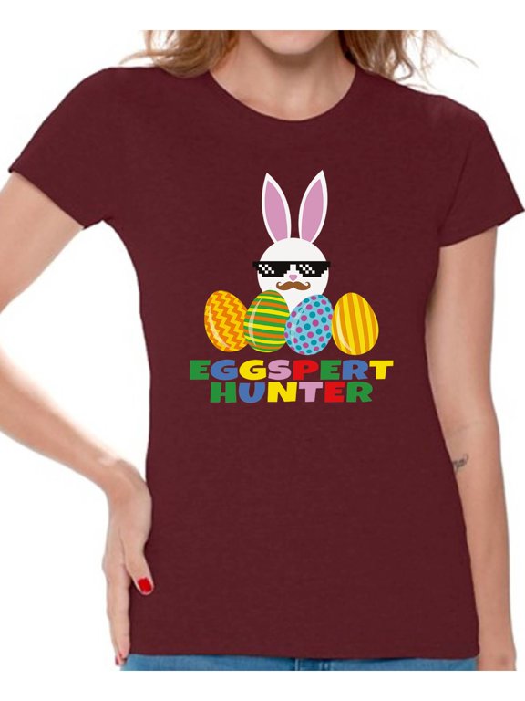 Eggspert Hunter Tshirt Easter T Shirt Women Easter Gifts for Her Easter Egg Hunt Outfit Easter Holiday Shirts Funny Easter Bunny Shirt Easter Hunt T Shirt for Women Happy Easter Tshirt