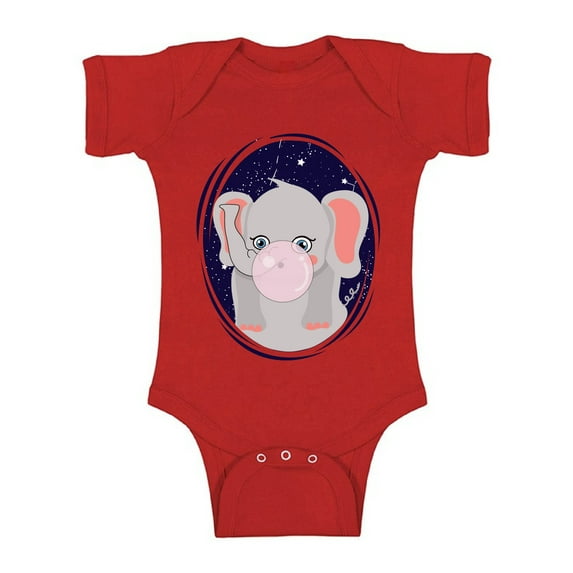 Awkward Styles Elephant Baby Bodysuit Short Sleeve Baby One Piece Outfit Funny Elephant with a Chewing Gum Bodysuit Elephant Birthday Gifts Cute Elephant Bodysuit for Newborn Baby