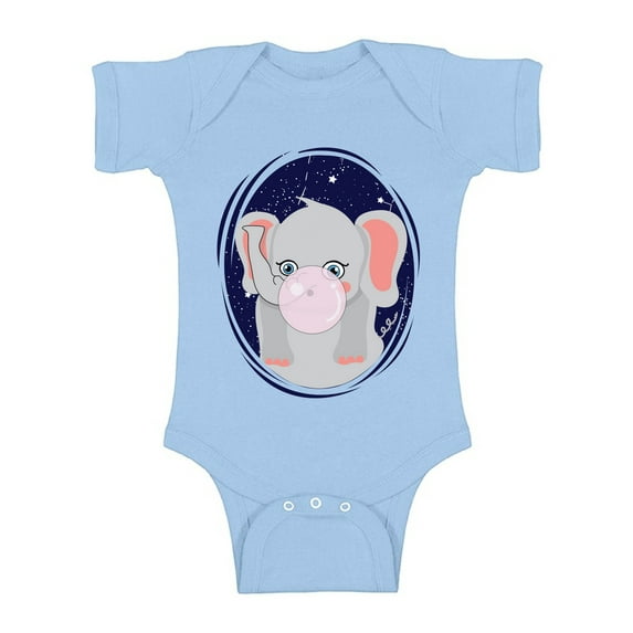 Awkward Styles Elephant Baby Bodysuit Short Sleeve Baby One Piece Outfit Funny Elephant with a Chewing Gum Bodysuit Elephant Birthday Gifts Cute Elephant Bodysuit for Newborn Baby