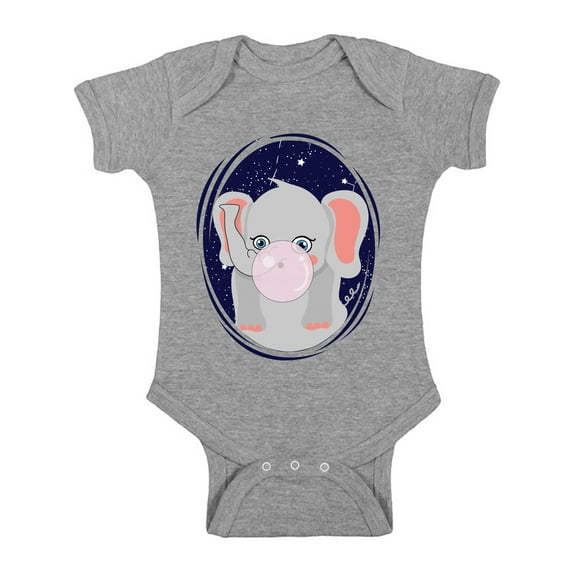 Awkward Styles Elephant Baby Bodysuit Short Sleeve Baby One Piece Outfit Funny Elephant with a Chewing Gum Bodysuit Elephant Birthday Gifts Cute Elephant Bodysuit for Newborn Baby