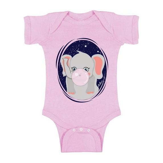 Awkward Styles Elephant Baby Bodysuit Short Sleeve Baby One Piece Outfit Funny Elephant with a Chewing Gum Bodysuit Elephant Birthday Gifts Cute Elephant Bodysuit for Newborn Baby