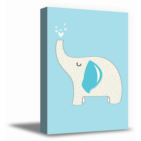Awkward Styles Elephant Canvas Art Kids Room Wall Art Nursery Room Decor Funny Animals Decor for Kids Baby Boy Room Decor Blue Wall Art Newborn Baby Room Canvas Wall Decor Blue Elephant Canvas Art