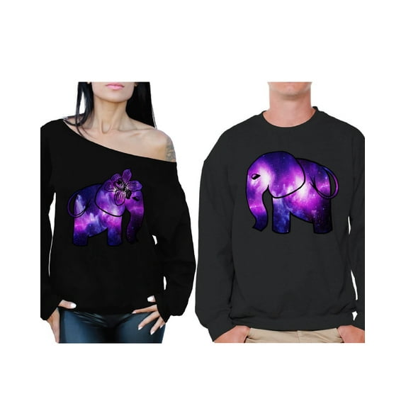 Awkward Styles Elephant Couple Sweatshirts Elephant Matching Couple Sweaters for Happy Valentine's Day Elephant Sweatshirts for Boyfriend Girlfriend Cute Elephants Love Gift Idea for Husband and Wife