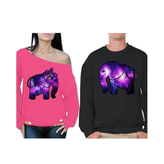 Awkward Styles Elephant Couple Sweatshirts Elephant Matching Couple Sweaters for Happy Valentine's Day Elephant Sweatshirts for Boyfriend Girlfriend Cute Elephants Love Gift Idea for Husband and Wife