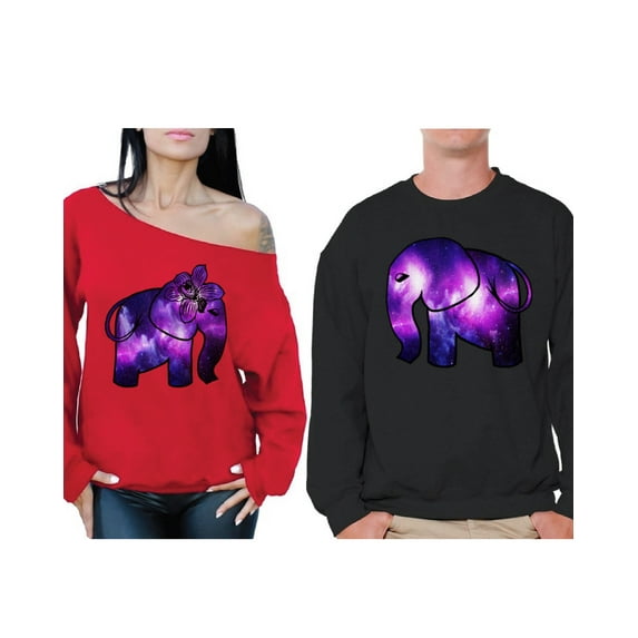Awkward Styles Elephant Couple Sweatshirts Elephant Matching Couple Sweaters for Happy Valentine's Day Elephant Sweatshirts for Boyfriend Girlfriend Cute Elephants Love Gift Idea for Husband and Wife