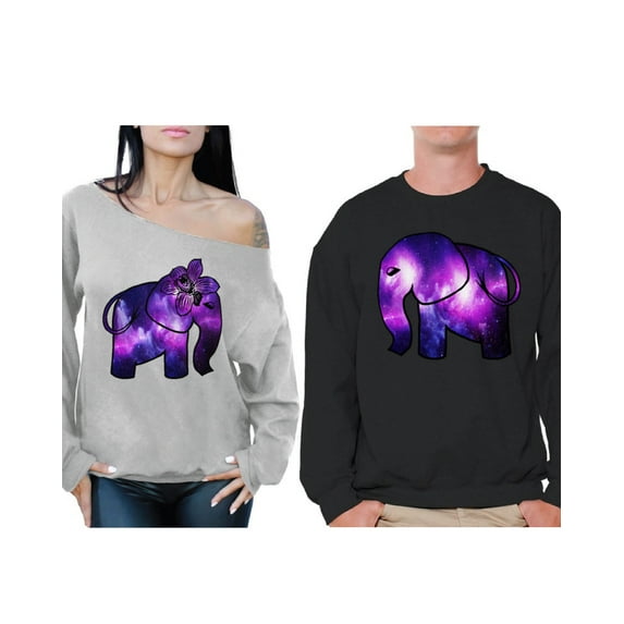 Awkward Styles Elephant Couple Sweatshirts Elephant Matching Couple Sweaters for Happy Valentine's Day Elephant Sweatshirts for Boyfriend Girlfriend Cute Elephants Love Gift Idea for Husband and Wife