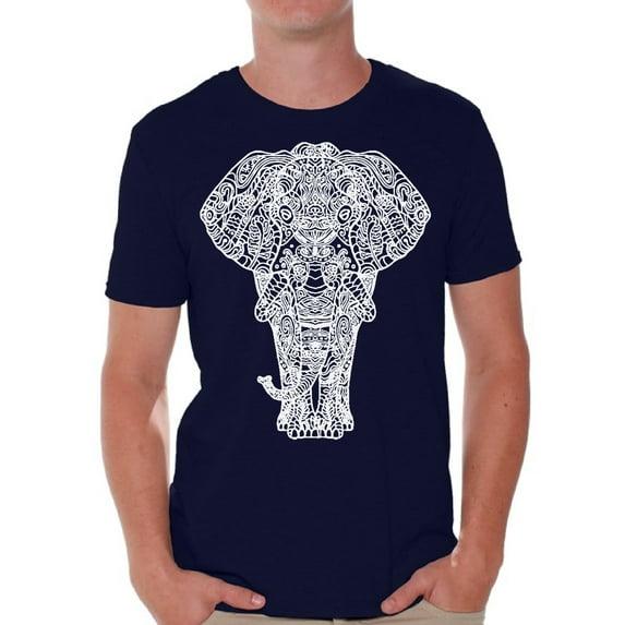 Awkward Styles Elephant T Shirt for Men Patterned Shirts for Men Men's Fashion Collection Tracery Tshirt for Dad Indian Pattern T-Shirt for Men Gifts for Husband Elephant Shirts Animal T-Shirt
