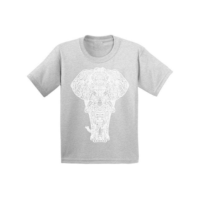 Awkward Styles Elephant Youth T Shirt Patterned Shirts for Kids Tracery Tshirt for Children Indian Pattern T-Shirt for Girls Gifts for Kids Elephant Shirts for Boys Animal Unisex T-Shirt for Kids