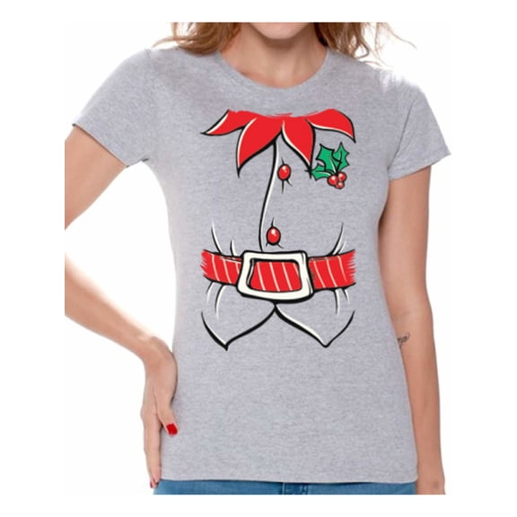 Awkward Styles Elf Costume Christmas Shirts for Women Elf Suit Women's Holiday Top Santa's Helper Elf Shirt Women's Christmas T-Shirt Funny Tacky Party Holiday Shirt Xmas Gifts