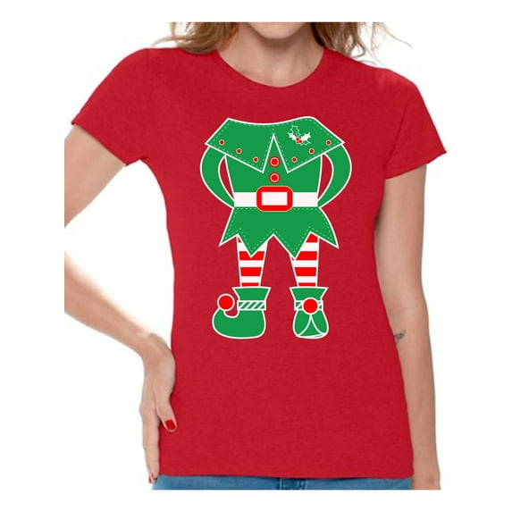 Awkward Styles Elf Shirt Christmas T Shirts for Women Elf Suit Women's Holiday Top Funny Elf Shirt Women's Christmas T-Shirt Family Elf Holiday Shirt Xmas Gifts for Her