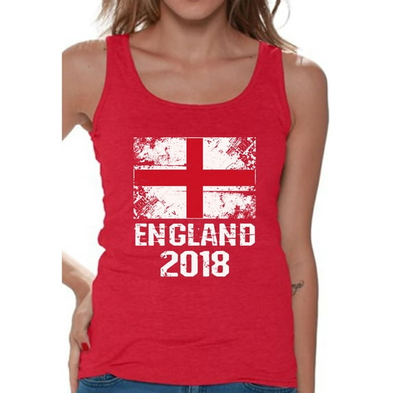 Awkward Styles England 2018 Football Tank Top for Women English Flag Tank Top