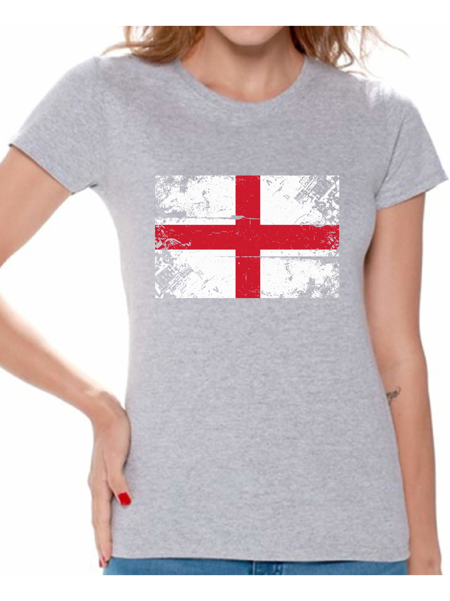 Awkward Styles England Flag Shirt for Women English Soccer 2018 Tshirt Gifts from England Flag of England English Women England Shirts for Women England 2018 Tshirt English Gifts for Her English Flag - image 1 of 4