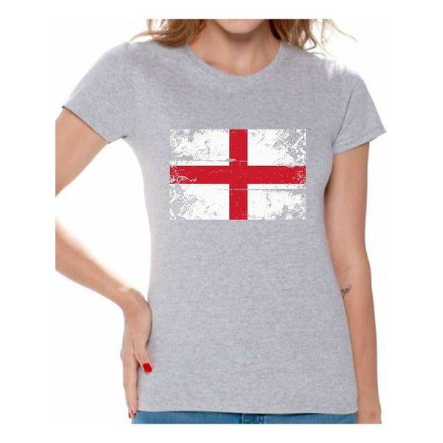 Awkward Styles England Flag Shirt for Women English Soccer 2018 Tshirt Gifts from England Flag of England English Women England Shirts for Women England 2018 Tshirt English Gifts for Her English Flag