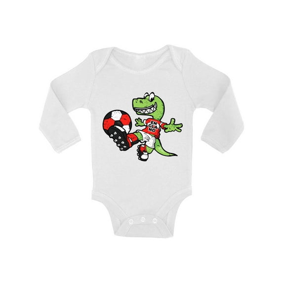 Awkward Styles England Long Sleeve Baby Bodysuit Dinosaur Football Baby Bodysuit