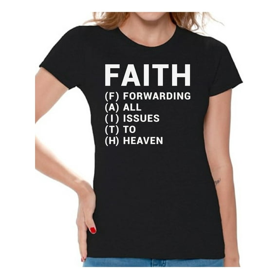 Awkward Styles Faith Shirts for Women Forwarding All Issues to Heaven Religious Christian Tshirts