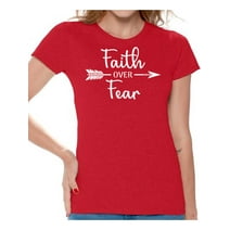Faith Saying Christian Quote for Men Bold Faith Over Fear T-Shirt ...