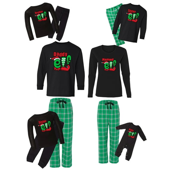 Awkward Styles Family Christmas Pajamas Set Green Elfs Squad Matching Sleepwear