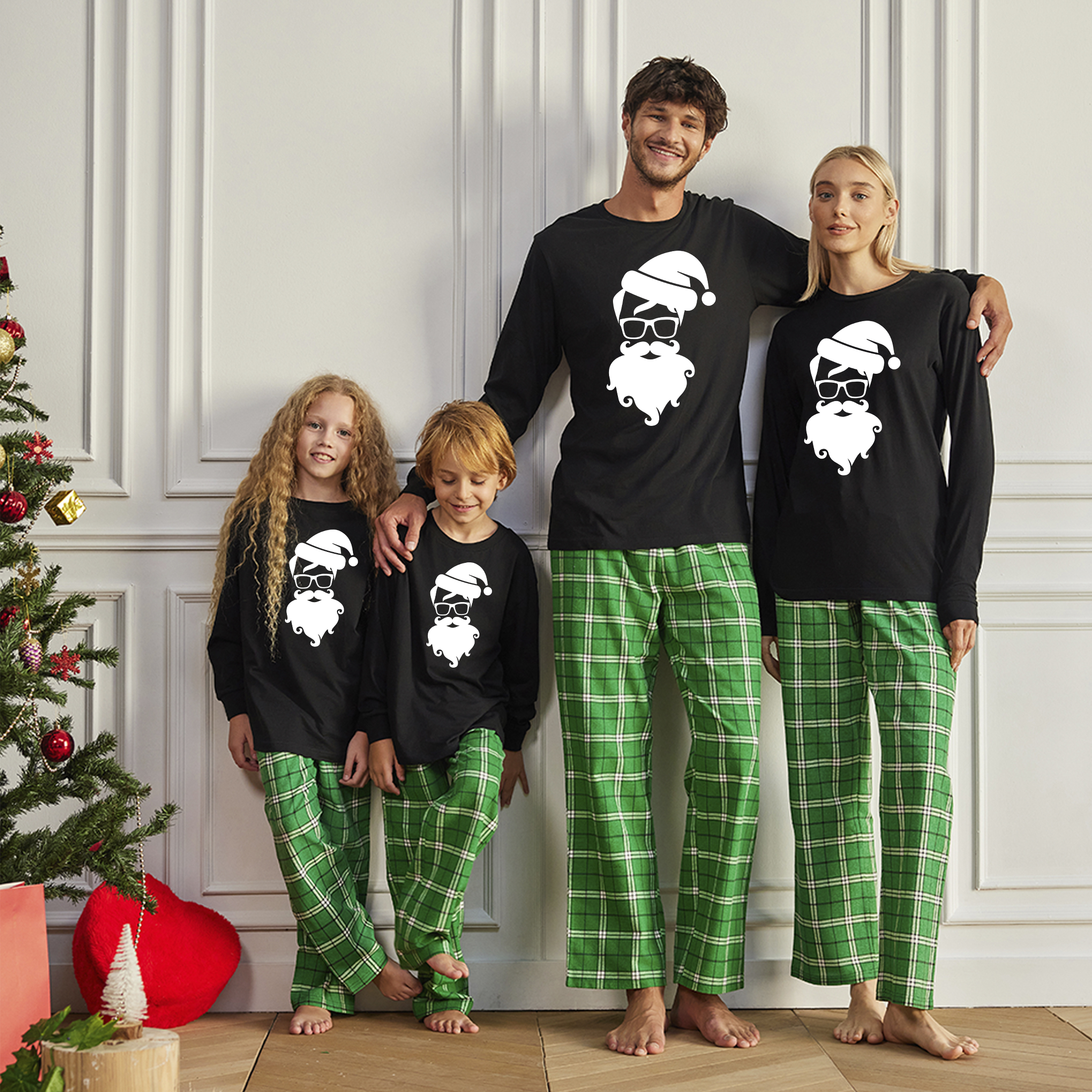Family Matching Outfit Christmas Long Sleeve Santa Print Hoodless ...