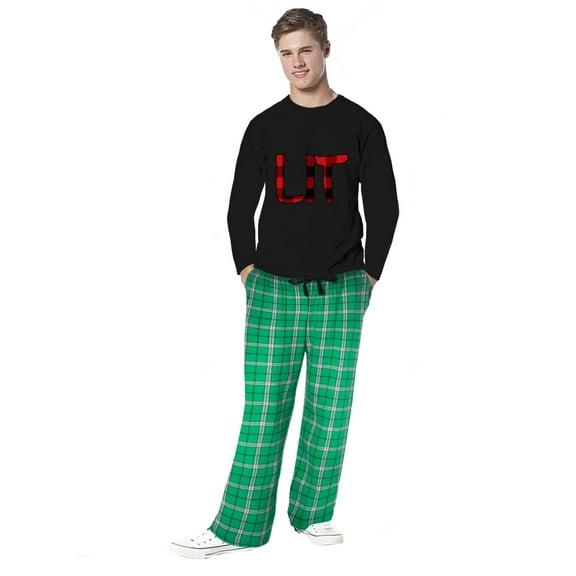 Awkward Styles Family Christmas Pajamas for Men Xmas LIT Plaid Xmas Men Sleepwear Pajamas Set Mens Pajama Sets