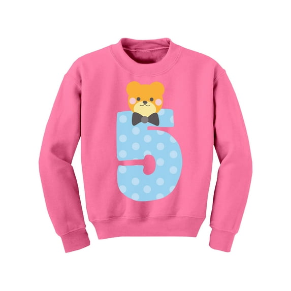 Awkward Styles Fifth Birthday Boy Youth Sweatshirt Funny Bear Crewneck Tops for Kids