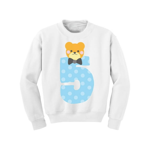 Awkward Styles Fifth Birthday Boy Youth Sweatshirt Funny Bear Crewneck Tops for Kids