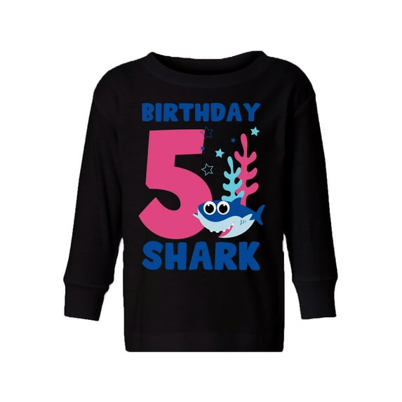 Awkward Styles Fifth Birthday Long Sleeve Shirt B-day Shark Toddler T-shirt Shark Birthday