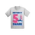 thumbnail image 1 of Awkward Styles Fifth Birthday T-shirt B-day Shark Toddler Shirt Shark Birthday, 1 of 4