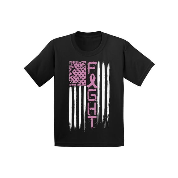 Awkward Styles Fight Breast Cancer Tshirt Breast Cancer Awareness Shirts for Kids Pink Ribbon T-Shirt Fight American Flag Shirt Pink Support Gifts Pink Ribbon USA Flag T Shirt Cancer Support Ribbon