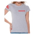 thumbnail image 1 of Awkward Styles Firefighter Tshirt for Women Fireman Shirt Firefighter Shirt with Usa Flag Sleeve Firefighter Gifts for Her American Flag Sleeve Firefighter T Shirt Patriots Women's EMT Fireman T Shirt, 1 of 4