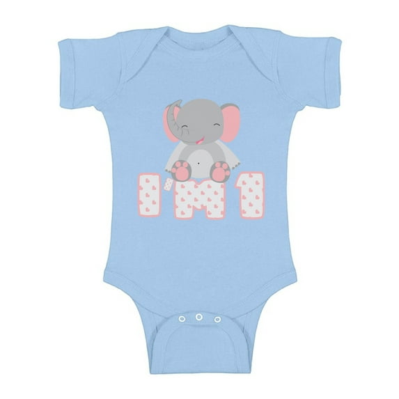 Awkward Styles First Birthday Baby Bodysuit Short Sleeve Gifts for 1st Birthday I'm One Birthday Outfit for Baby Girl One Birthday Party Cute Elephant Baby Girl One Piece Top Baby Shower Gifts