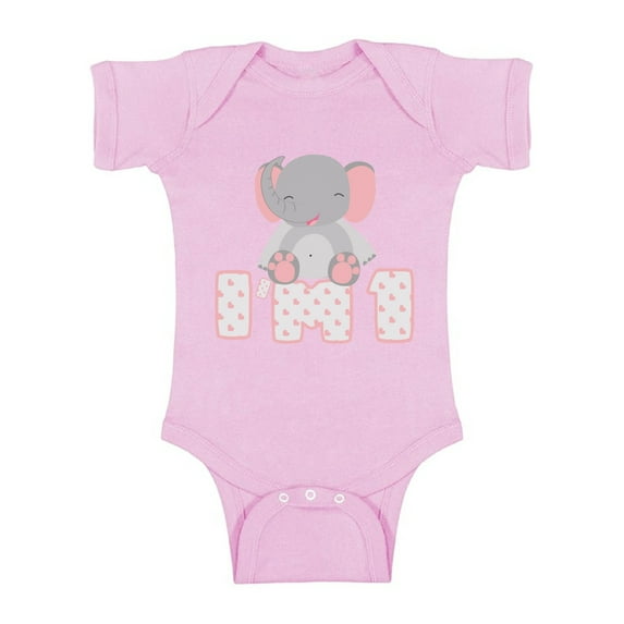 Awkward Styles First Birthday Baby Bodysuit Short Sleeve Gifts for 1st Birthday I'm One Birthday Outfit for Baby Girl One Birthday Party Cute Elephant Baby Girl One Piece Top Baby Shower Gifts
