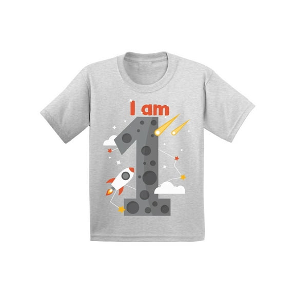 Awkward Styles First Birthday Baby T-shirt for Boy Girl I Am 1 Birthday Infant Shirt Cute Rocket Birthday Boy Gifts Shirts for 1 Year Old Space Birthday Party Outfit