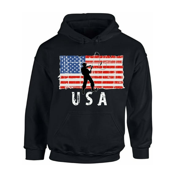Awkward Styles Fishing USA Hoodie Patriotic Gifts Retro USA Men Women Hooded Sweatshirt Proud American 4th of July Hooded Sweater for Men Red White and Blue 4th of July Hooded Sweater for Women
