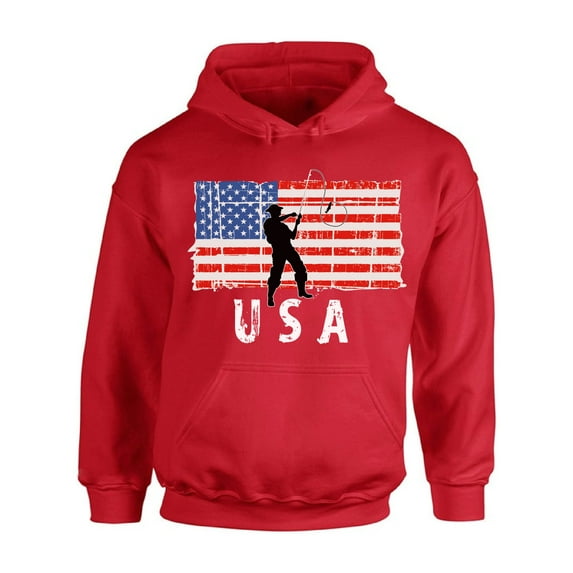 Awkward Styles Fishing USA Hoodie Patriotic Gifts Retro USA Men Women Hooded Sweatshirt Proud American 4th of July Hooded Sweater for Men Red White and Blue 4th of July Hooded Sweater for Women