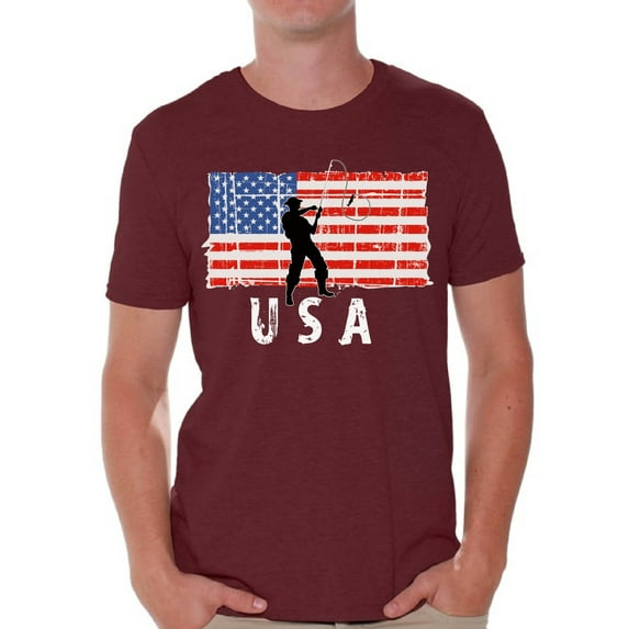 Awkward Styles Fishing USA Men Shirt Gifts for Men Retro USA T shirt for Men Fishing Gifts Pro America Men Tshirt 4th of July Gifts 4th of July T-shirt for Men Proud American Patriotic Men Shirts