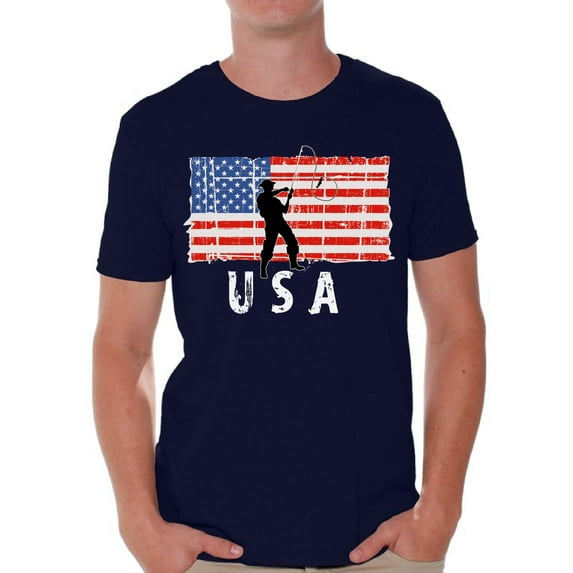 Awkward Styles Fishing USA Men Shirt Gifts for Men Retro USA T shirt for Men Fishing Gifts Pro America Men Tshirt 4th of July Gifts 4th of July T-shirt for Men Proud American Patriotic Men Shirts