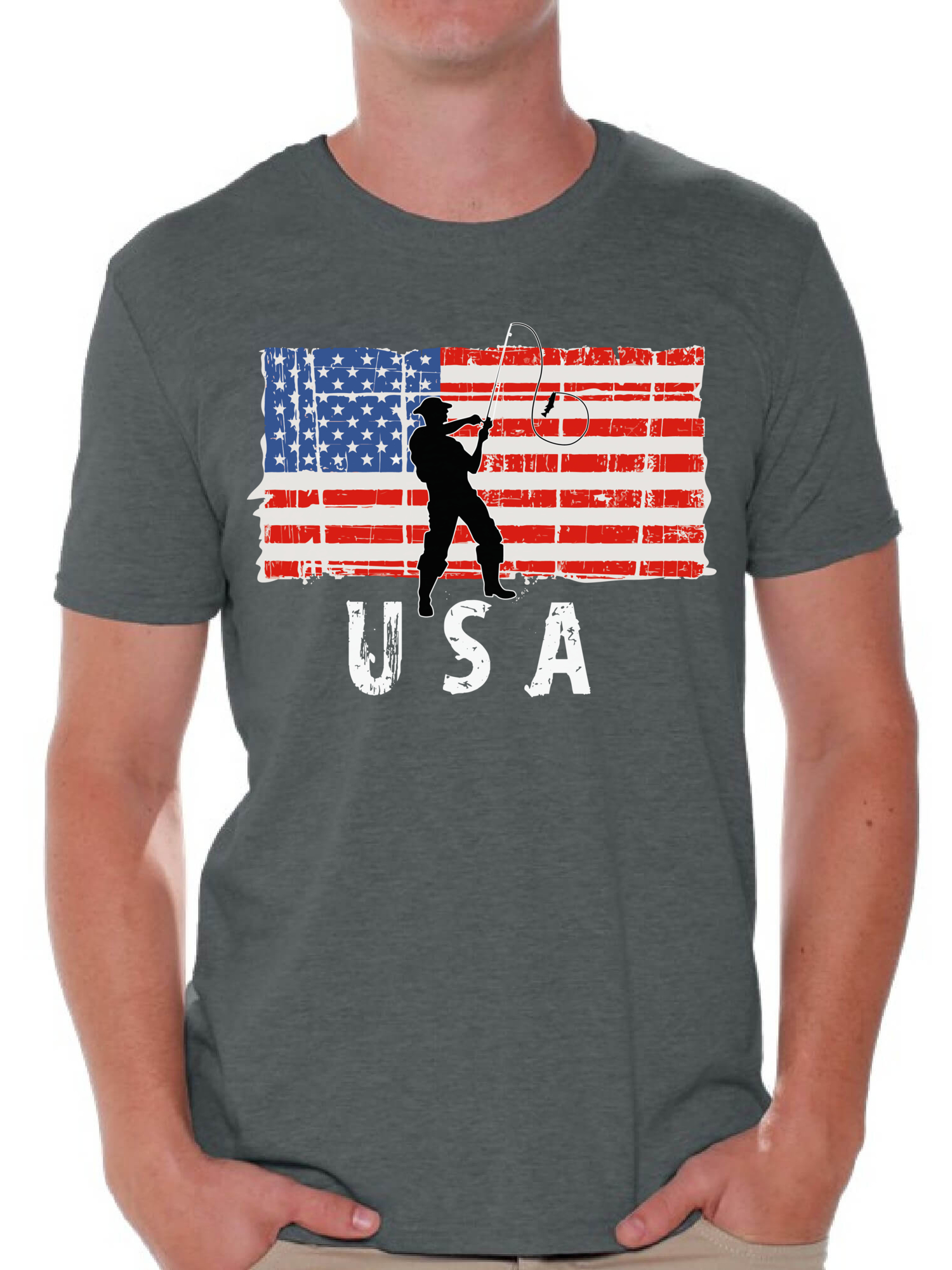 Awkward Styles Fishing USA Men Shirt Gifts for Men Retro USA T shirt for Men Fishing Gifts Pro America Men Tshirt 4th of July Gifts 4th of July T-shirt for Men Proud American Patriotic Men Shirts - image 1 of 4