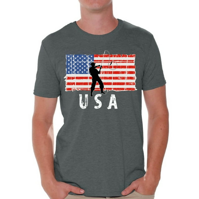 Awkward Styles Fishing USA Men Shirt Gifts for Men Retro USA T shirt for Men Fishing Gifts Pro America Men Tshirt 4th of July Gifts 4th of July T-shirt for Men Proud American Patriotic Men Shirts