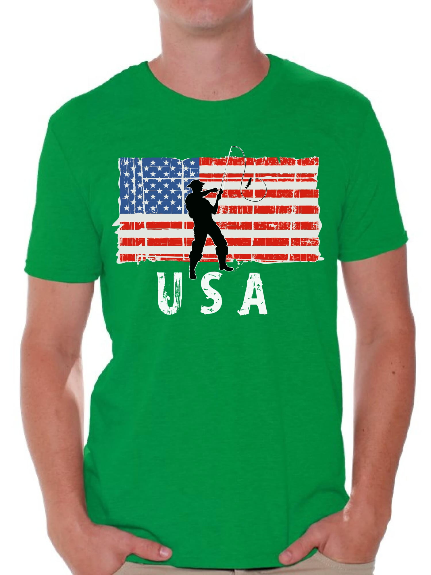 Awkward Styles Fishing USA Men Shirt Gifts for Men Retro USA T
