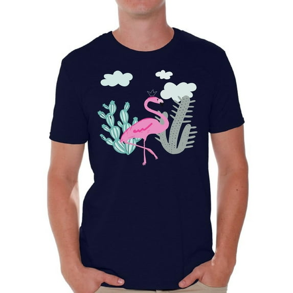Awkward Styles Flamingo Cactus T Shirt for Men Summer Mens Shirts Pink Flamingo Clothes for Men Flamingo T-Shirt Beach Tshirt Pink Flamingo Gifts Flamingo Shirts Summer Clothing Collection for Men