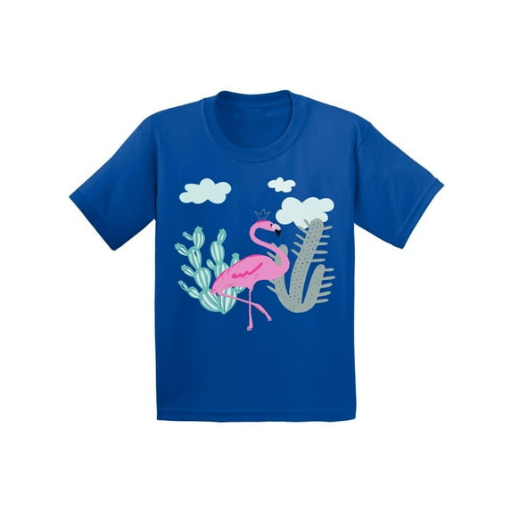 Awkward Styles Flamingo Cactus Youth Shirt Cute Summer Shirt for Kids Pink Flamingo T Shirt for Boys Pink Flamingo Shirts for Girls Nifty Flamingo T-Shirt for Children Summer Gifts for Little One