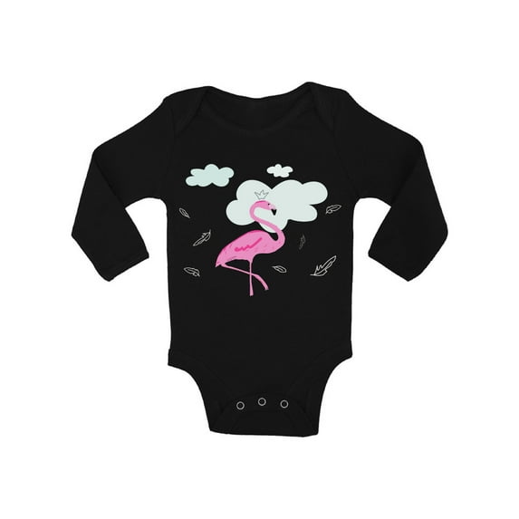 Awkward Styles Flamingo in Clouds Baby Bodysuit Long Sleeve Pink Flamingo Romper for Boys Summer One Piece for Girls Pink Flamingo Romper for Children Flamingo Gifts for Little One Summer Clothing