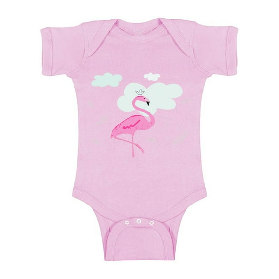 Awkward Styles Flamingo in Clouds Baby Bodysuit Short Sleeve Pink Flamingo Romper for Boys Summer One Piece for Girls Pink Flamingo Romper for Children Flamingo Gifts for Little One Summer Clothing